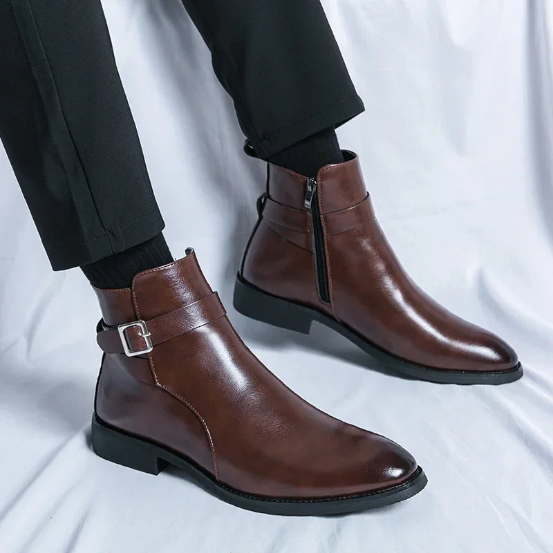 Sergio Genuine Leather Chelsea Boots