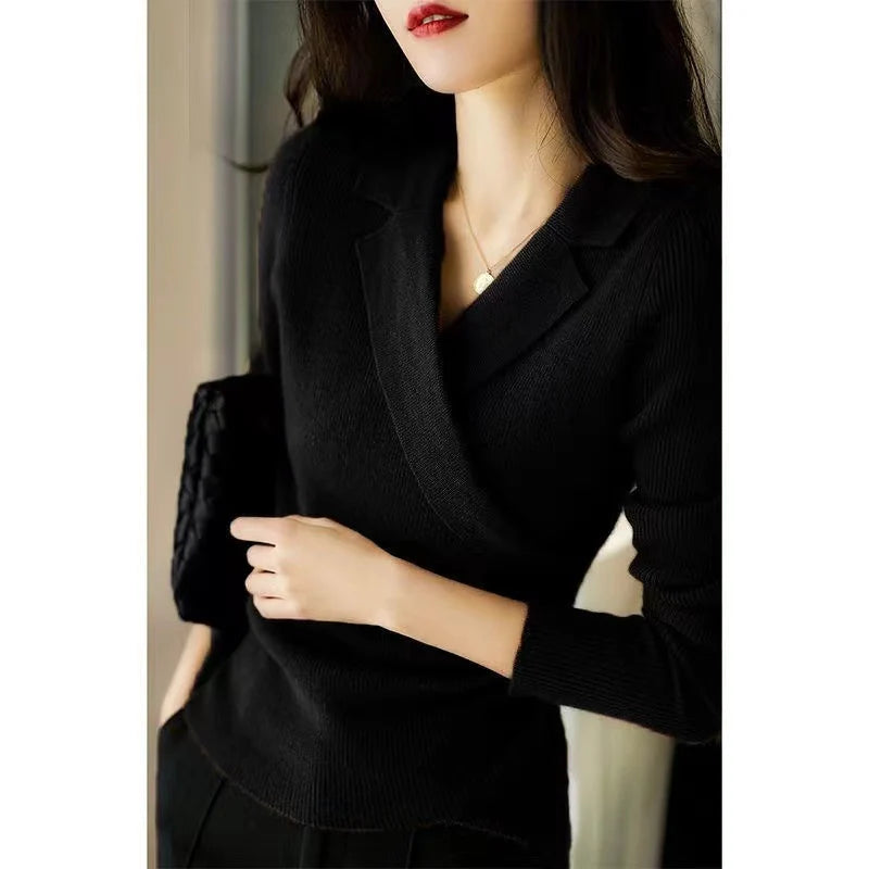 Pearl™ | Chic Peter Pan Collar Asymmetrical Design Slim Fit Sweater